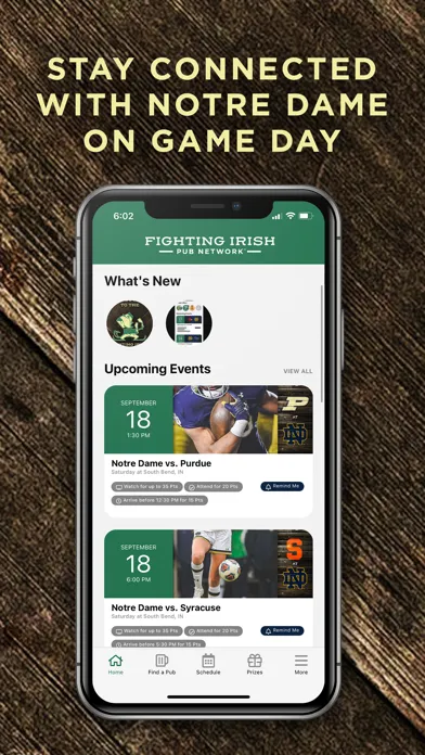 Capturas de tela do Fighting Irish Pub Network