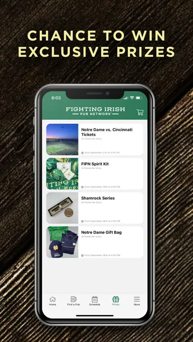 Capturas de tela do Fighting Irish Pub Network