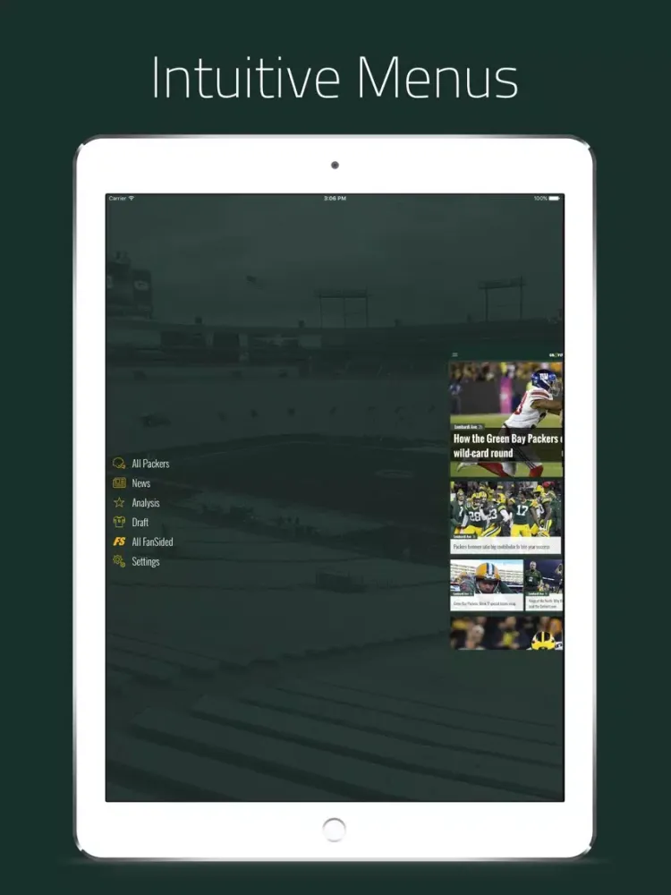 Tangkapan layar Green Bay Football iPad 