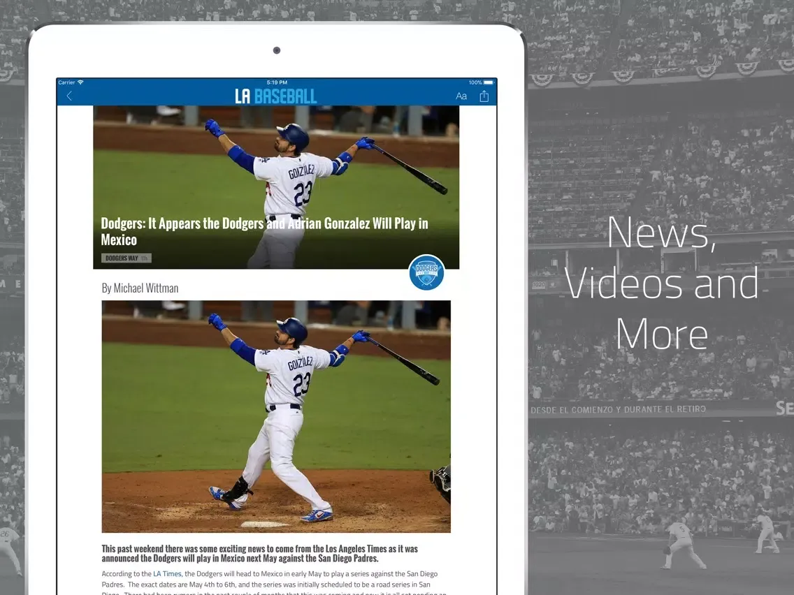 Capturas de tela do LA Baseball from FanSided iPad 