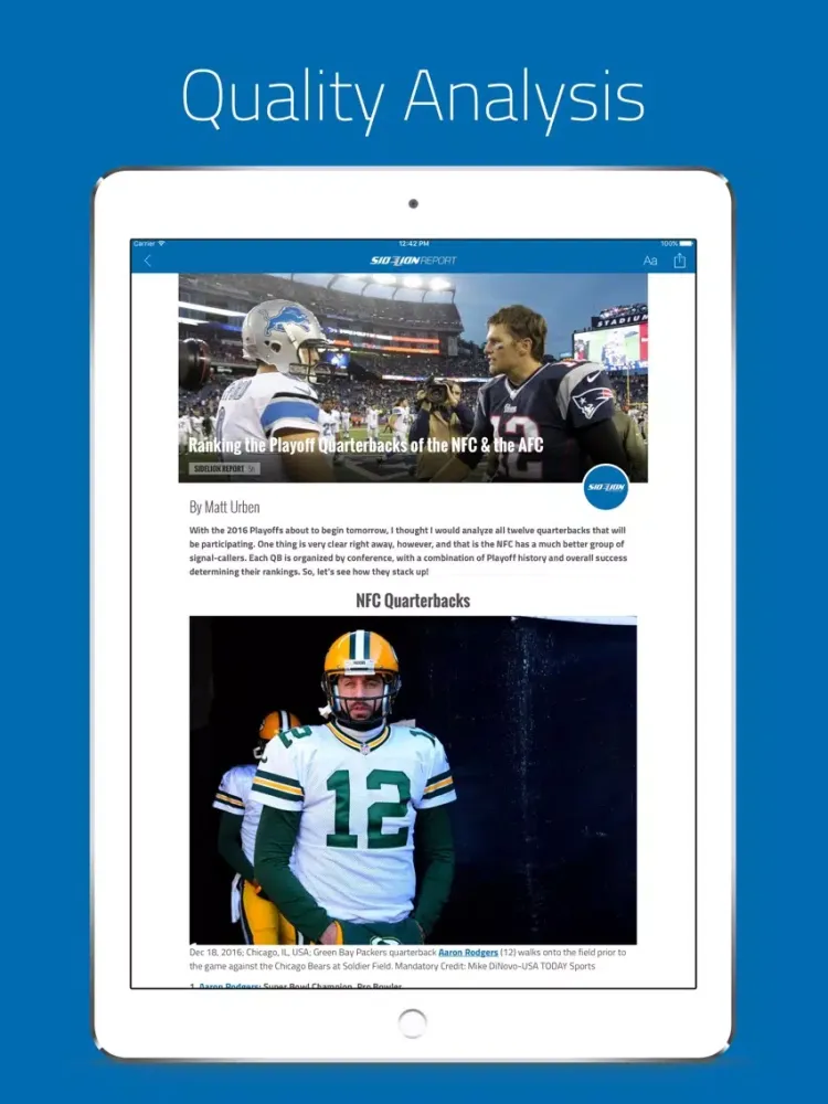 Tangkapan layar SideLion Report by FanSided iPad 