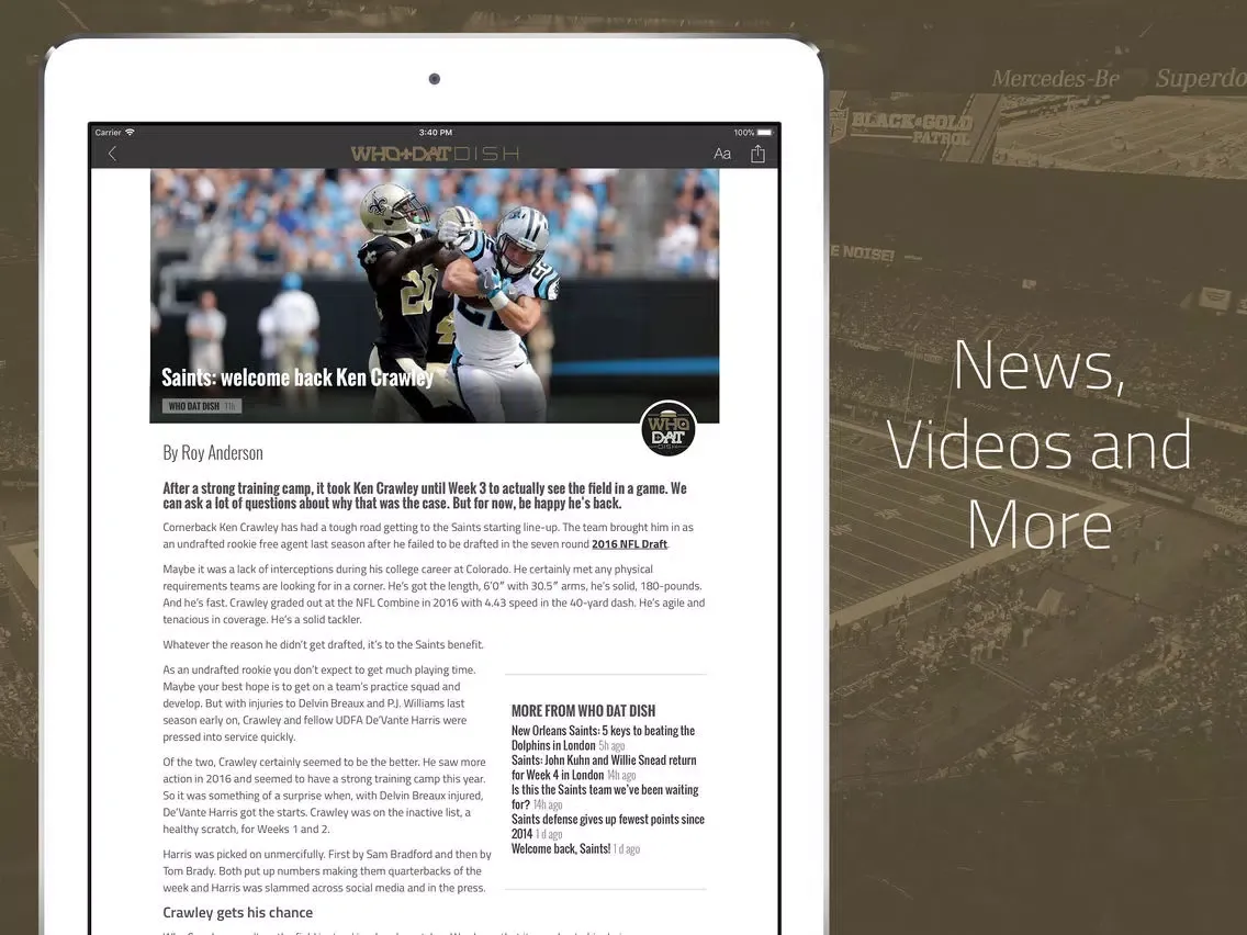 Capturas de tela do Who Dat Dish from FanSided iPad 