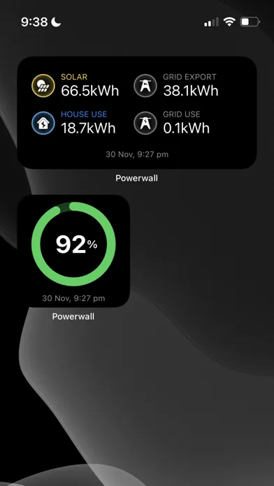 Capturas de tela do Powerwall Monitor