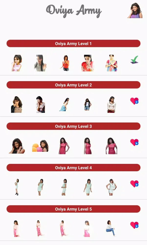 Capturas de tela do Oviya Army Stickers