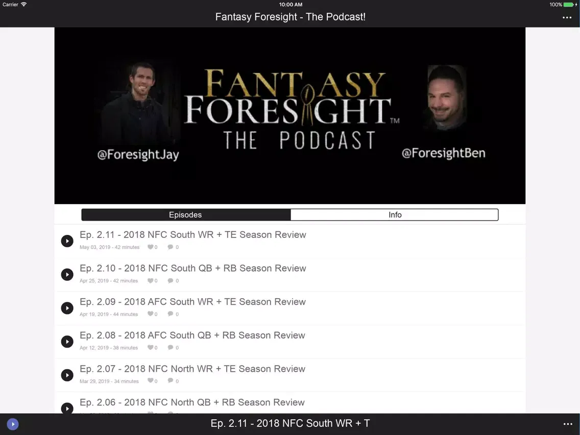 Captures d'écran de Fantasy Foresight The Podcast! iPad 