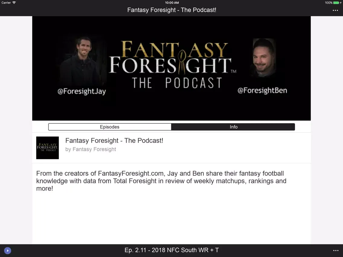 Captures d'écran de Fantasy Foresight The Podcast! iPad 