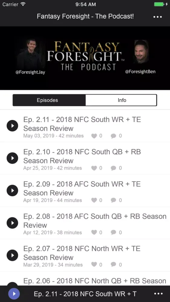 Captures d'écran de Fantasy Foresight The Podcast!