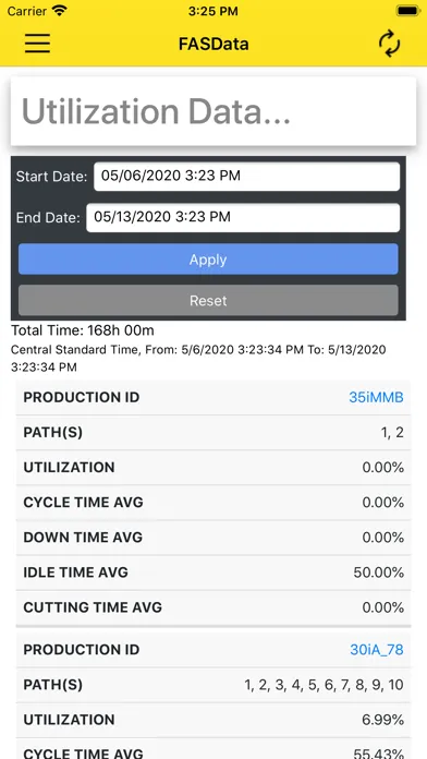 ภาพหน้าจอของ FASData Companion App
