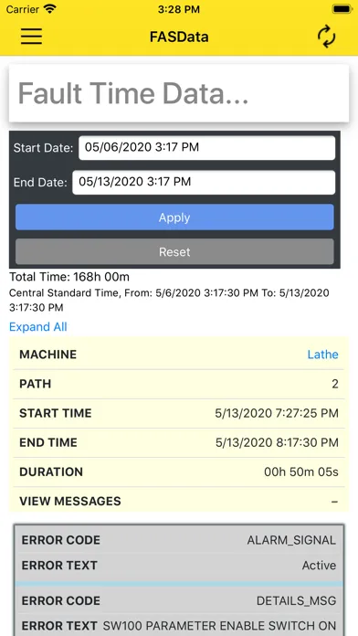 ภาพหน้าจอของ FASData Companion App