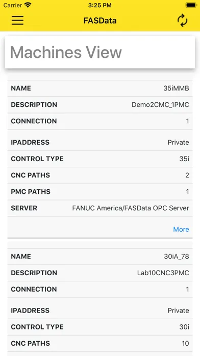 ภาพหน้าจอของ FASData Companion App