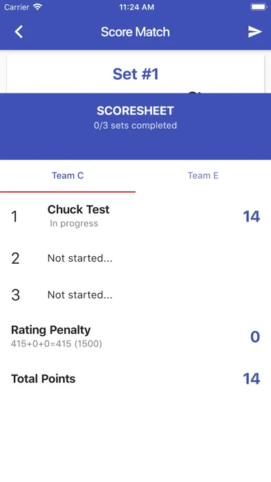 Ảnh chụp màn hình của USAPL Scoring App
