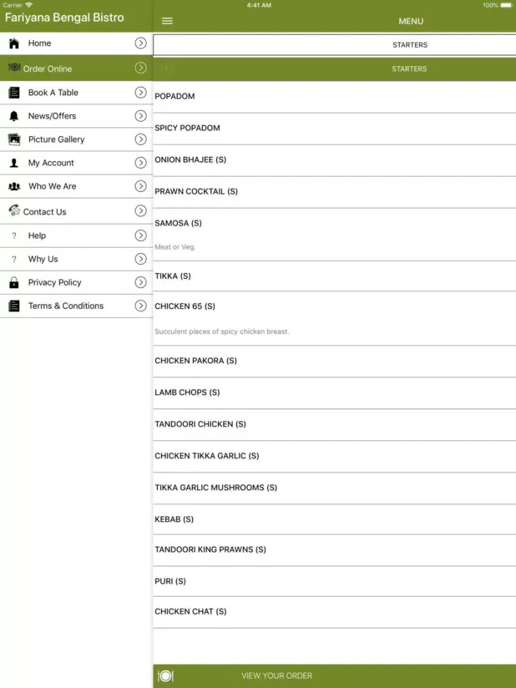 Screenshot di Fariyana Bengal Bistro iPad 