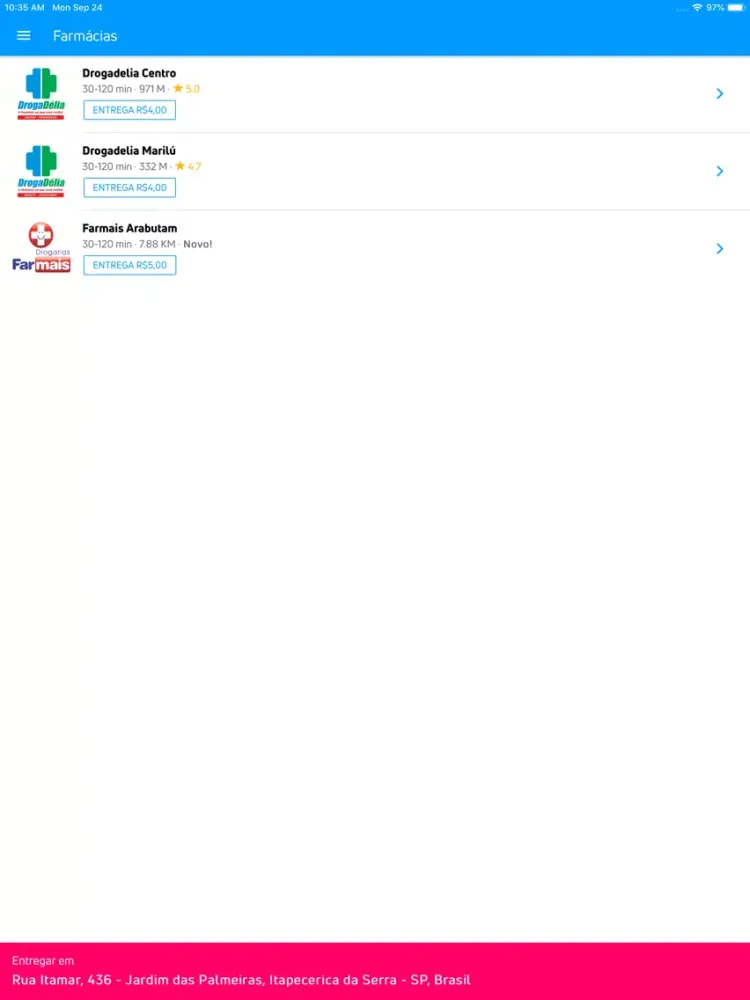 Tangkapan layar Farmácia em casa iPad 