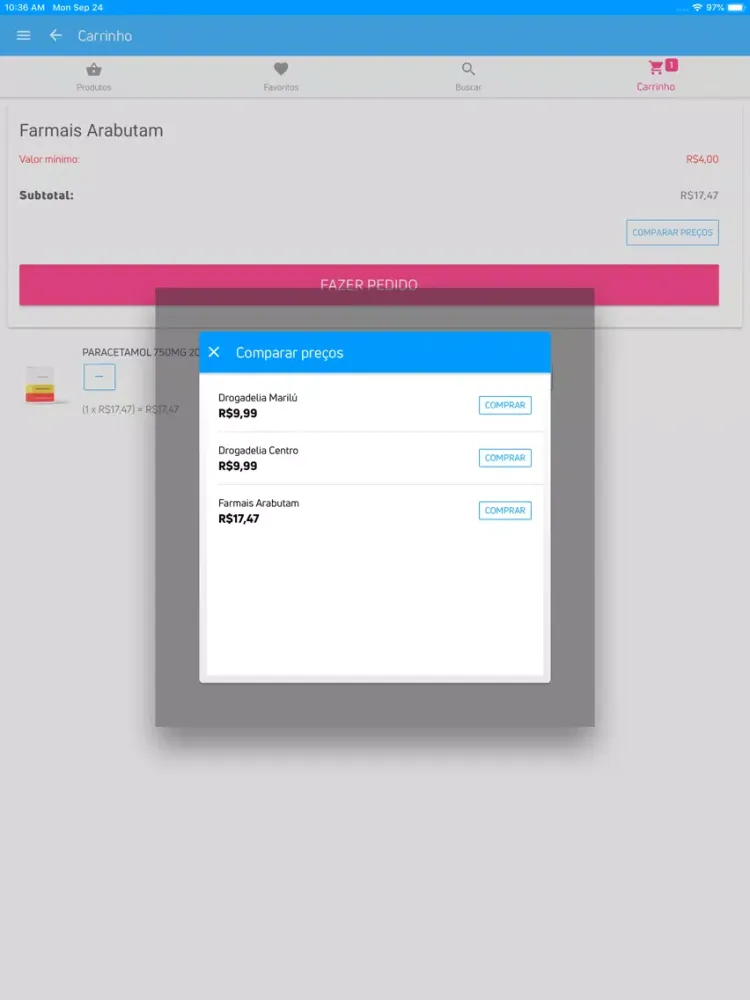 Tangkapan layar Farmácia em casa iPad 