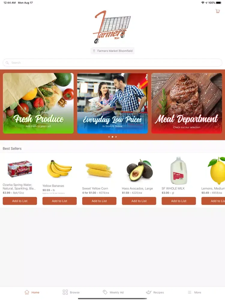 Ảnh chụp màn hình của Farmers Market Online Shopping iPad 