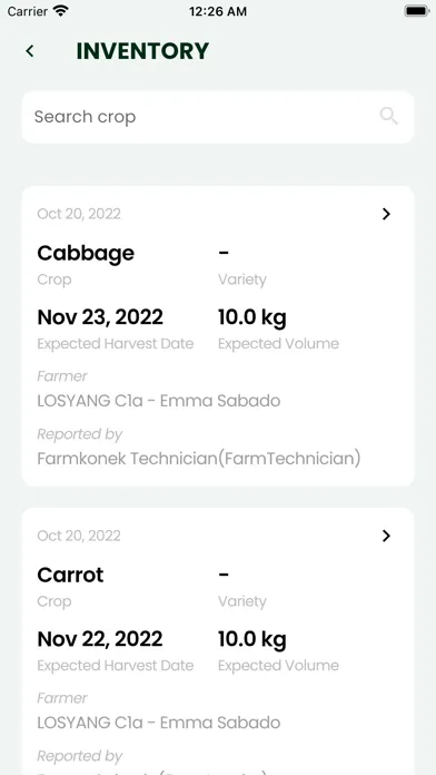 Tangkapan layar FarmKonekt Technician App