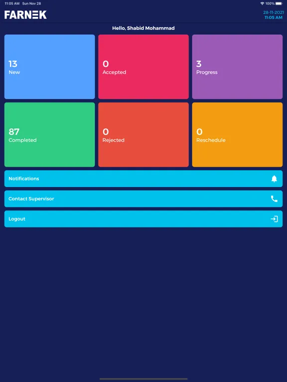 Ảnh chụp màn hình của HITEK CAFM Workforce iPad 