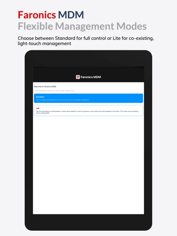 Ảnh chụp màn hình của Faronics MDM iPad