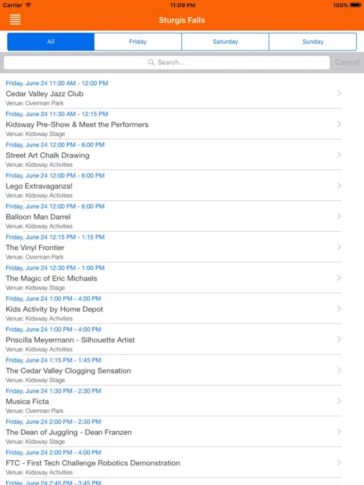 Ảnh chụp màn hình của Sturgis Falls iPad 