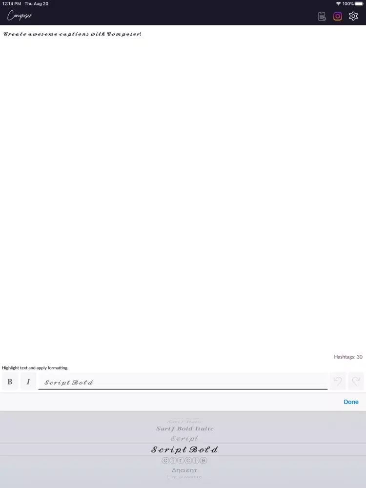 Tangkapan layar Composer - Cool Fonts Editor iPad 