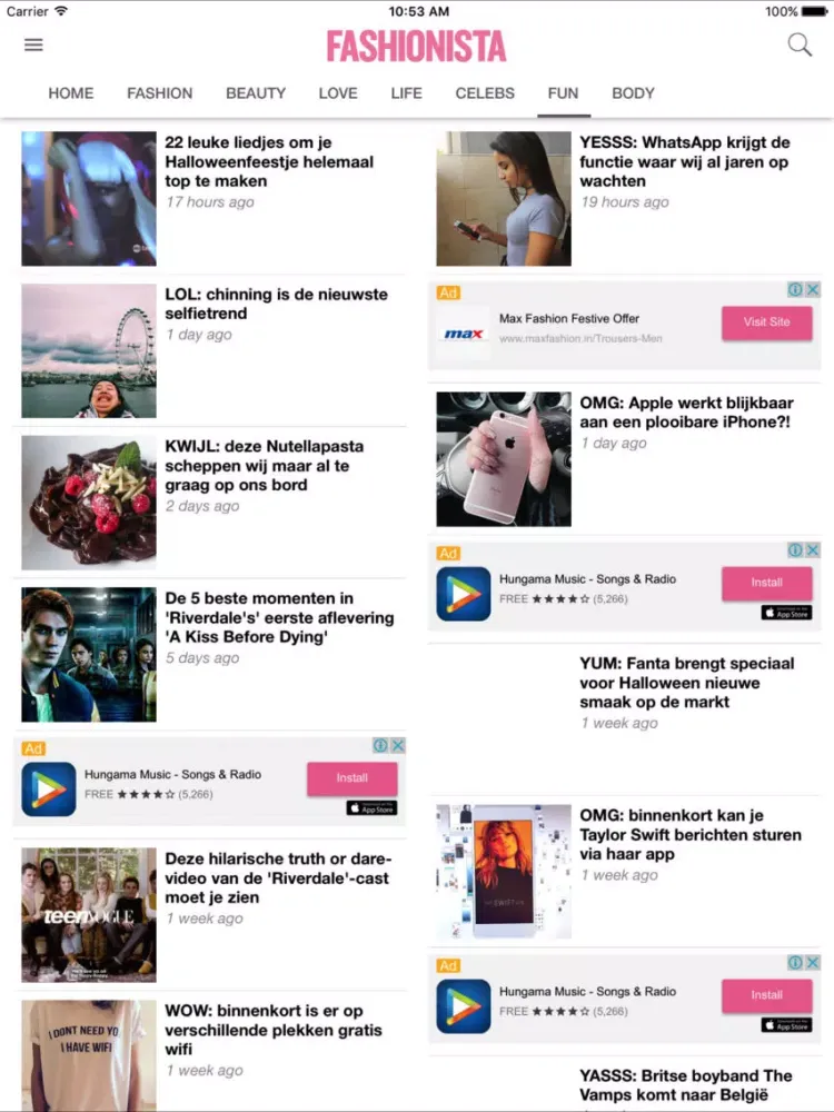 Fashionista België iPad  Ekran Görüntüleri