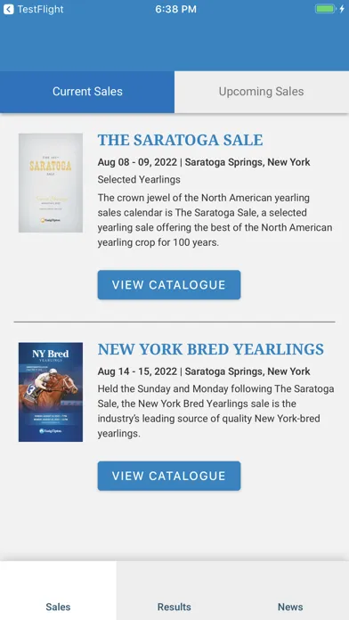 ภาพหน้าจอของ Fasig-Tipton Mobile