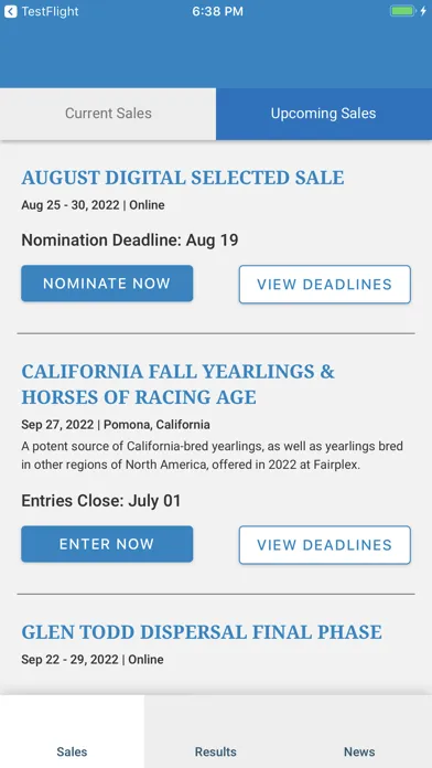 ภาพหน้าจอของ Fasig-Tipton Mobile