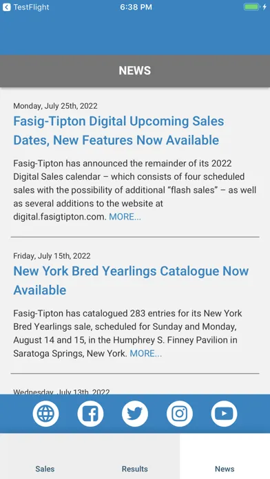 ภาพหน้าจอของ Fasig-Tipton Mobile
