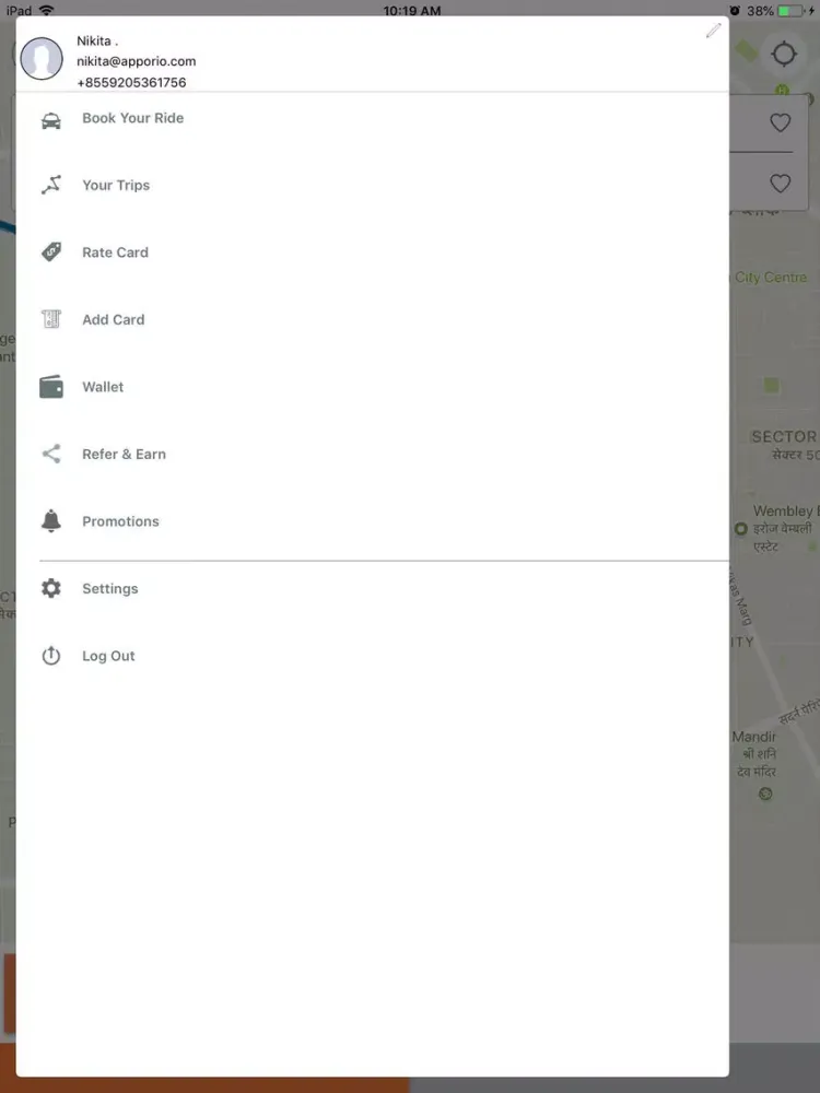 Ảnh chụp màn hình của FastApp Taxi iPad 