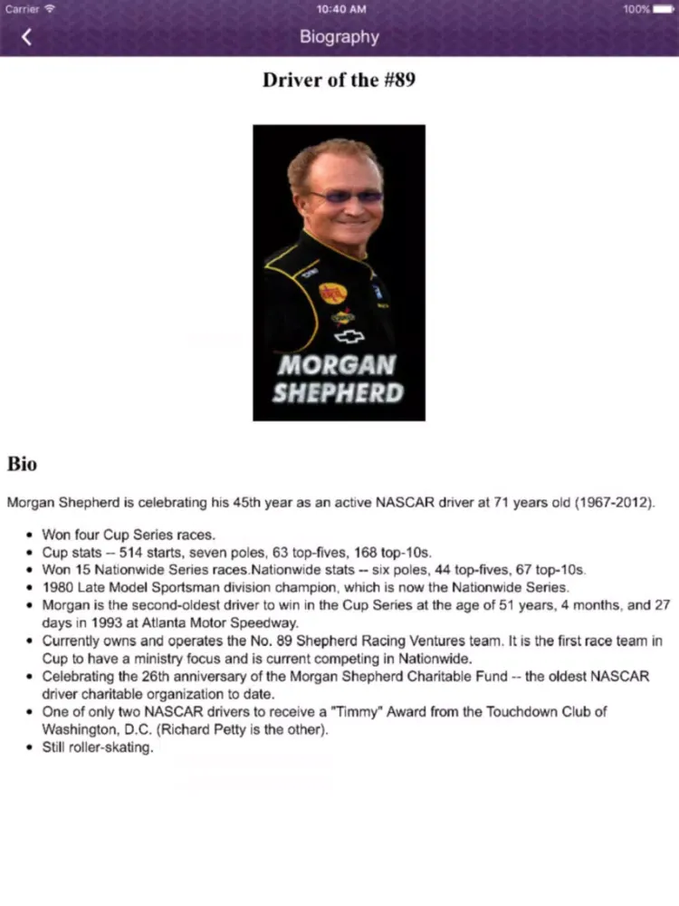 Morgan Shepherd Racing iPad  স্ক্রিনশট