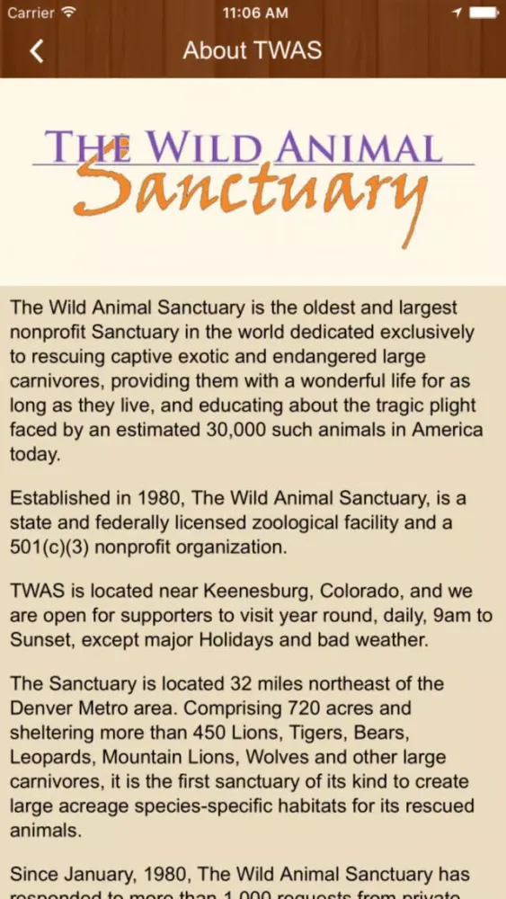 The Wild Animal Sanctuary スクリーンショット