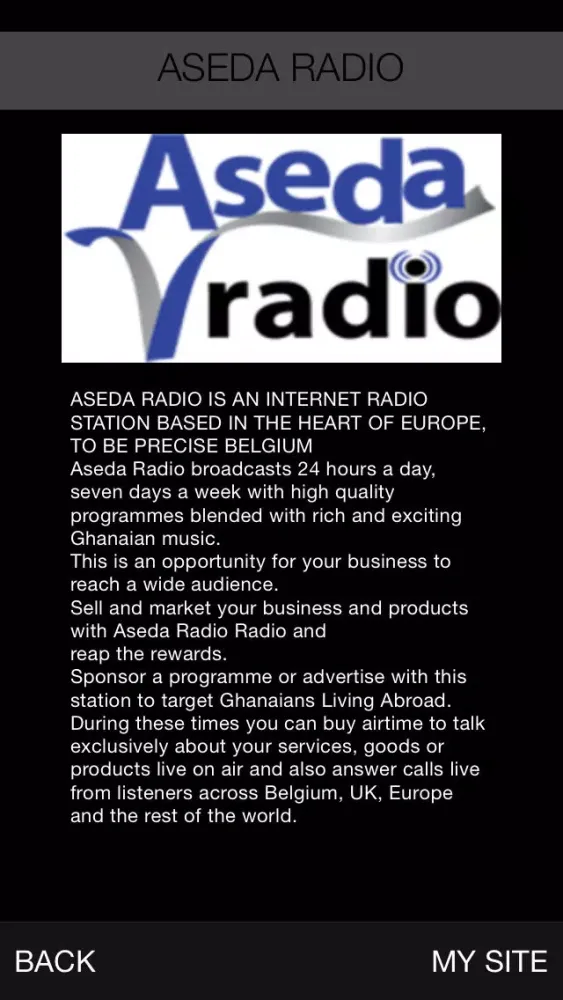 ภาพหน้าจอของ ASEDA RADIO STATION