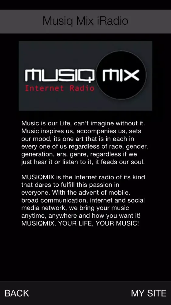 Capturas de tela do Musiq Mix iRadio