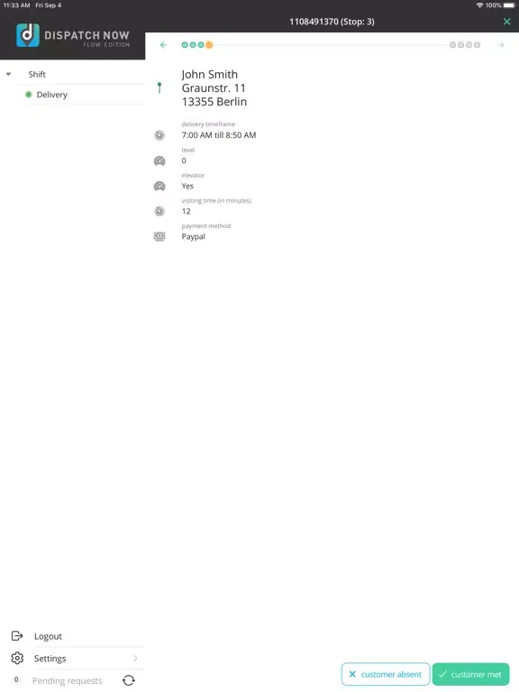 Tangkapan layar DISPATCH NOW FLOW EDITION iPad 