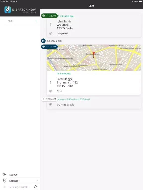 Tangkapan layar DISPATCH NOW FLOW EDITION iPad 