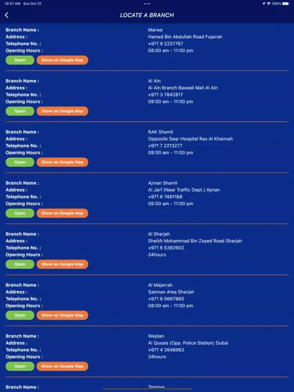 Tangkapan layar My Fasttrack Emarat iPad 