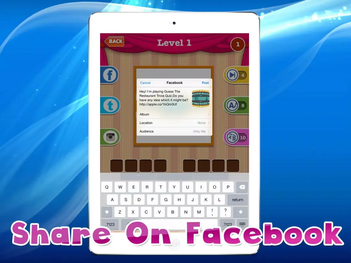 ภาพหน้าจอของ Guess The Restaurant Trivia Quiz - What’s The Restaurant Pics Guess And solve words It!!! iPad 
