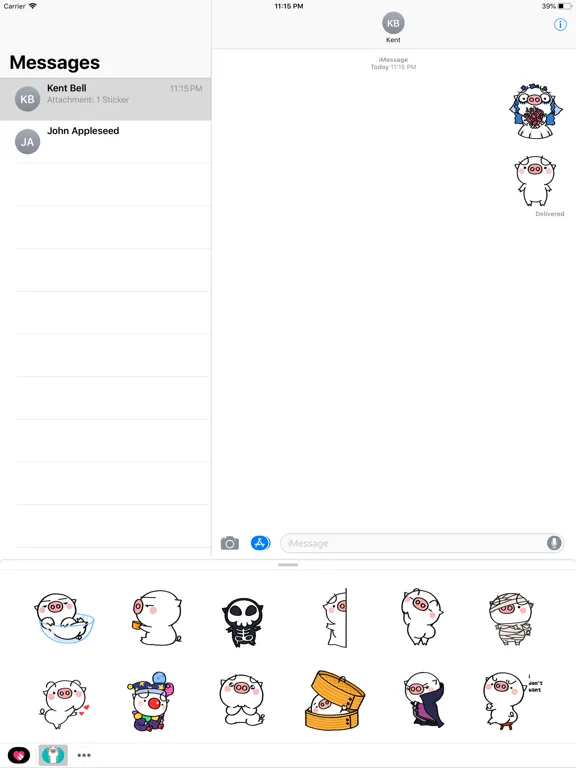 Tangkapan layar Fatty Pig Stickers iPad 
