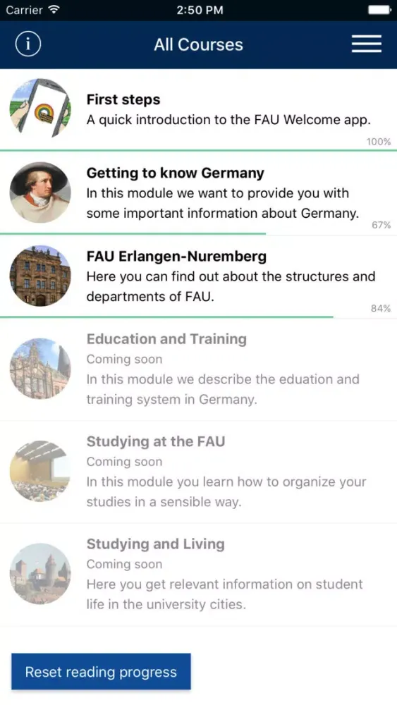 FAU Welcome Screenshots