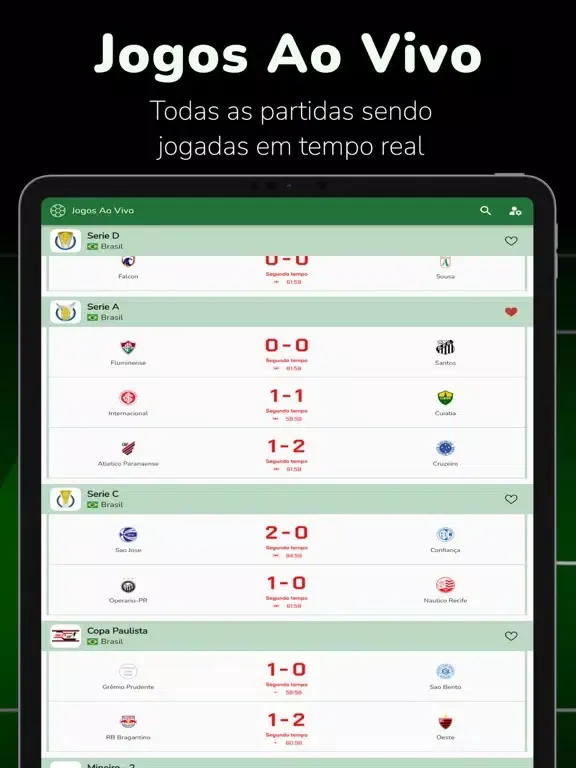 Futebol Ao Vivo - FavScore iPad  سکرین شاٹس