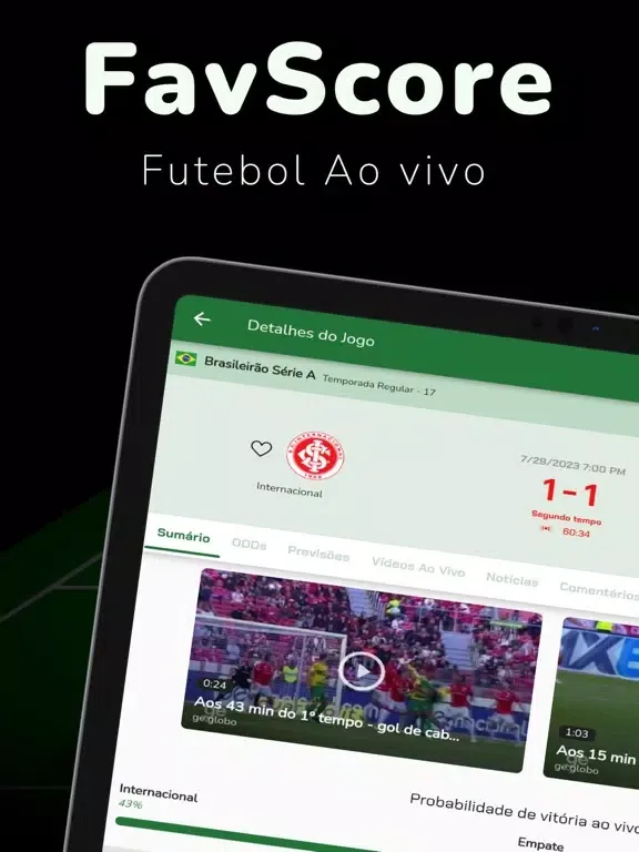 Futebol Ao Vivo - FavScore iPad  سکرین شاٹس