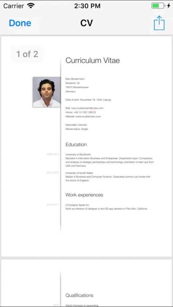 CV Designer سکرین شاٹس