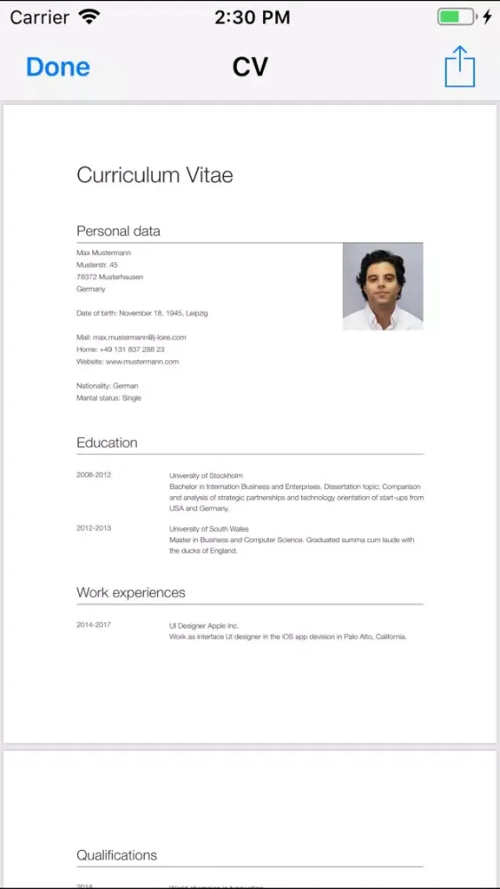 CV Designer سکرین شاٹس