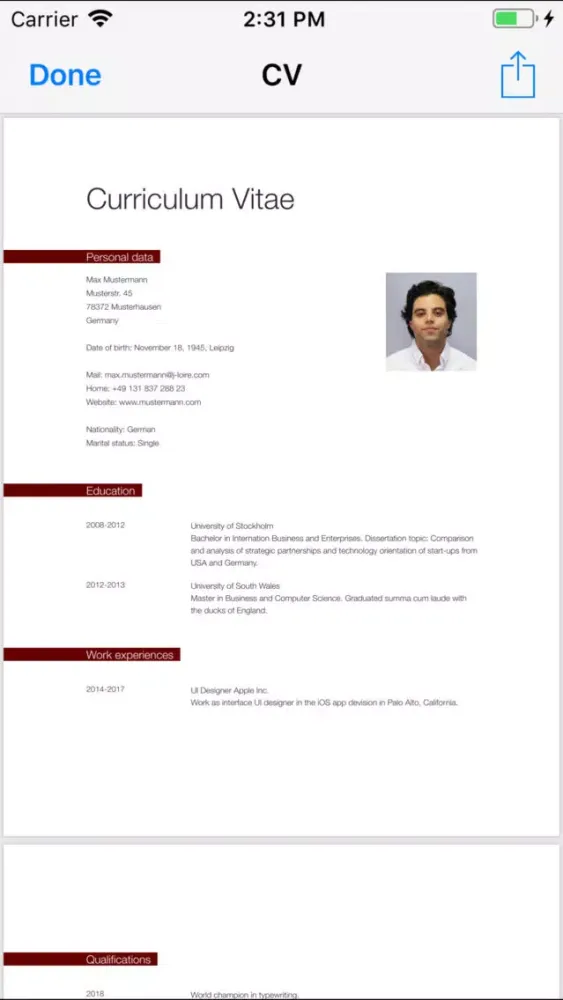 CV Designer سکرین شاٹس