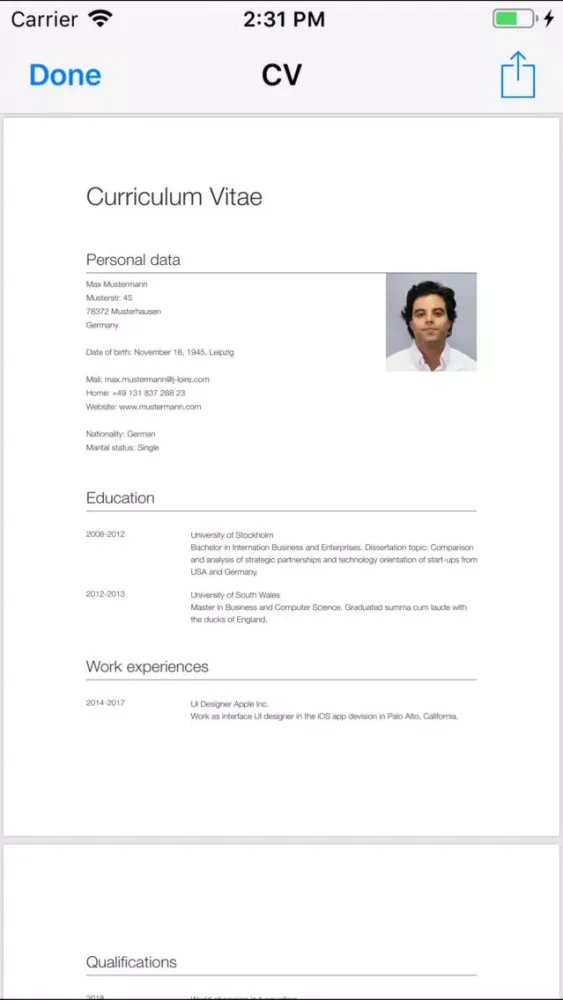 CV Designer سکرین شاٹس