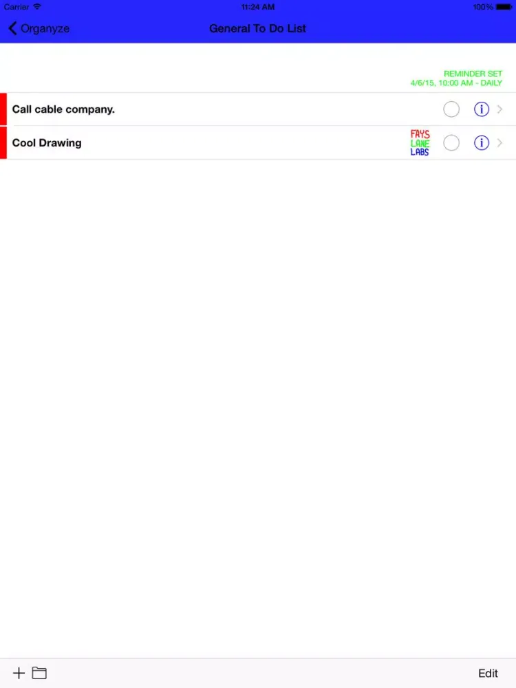 Organyze iPad  Screenshots