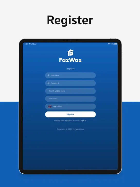 Ảnh chụp màn hình của FazWaz Insights iPad 