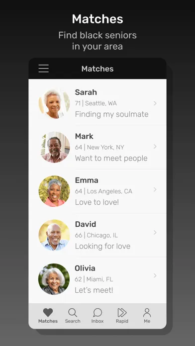 Captures d'écran de Black Senior Personals App