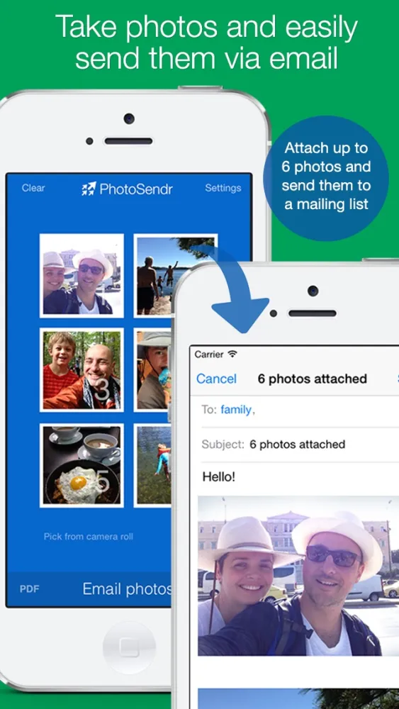 PhotoSendr: send photos via email to a mailing list Screenshots