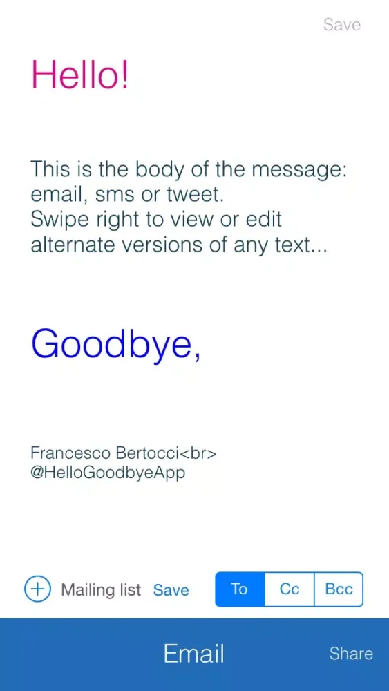 HelloGoodbye: group email and templates应用截图